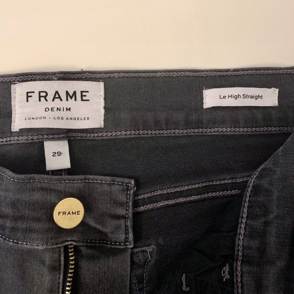 Frame Denim  Le High Straight Raw Stagger Jeans in Noise Size 29 - Picture 10 of 16